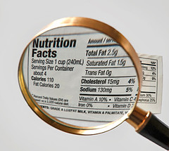 Magnified picture of a food label